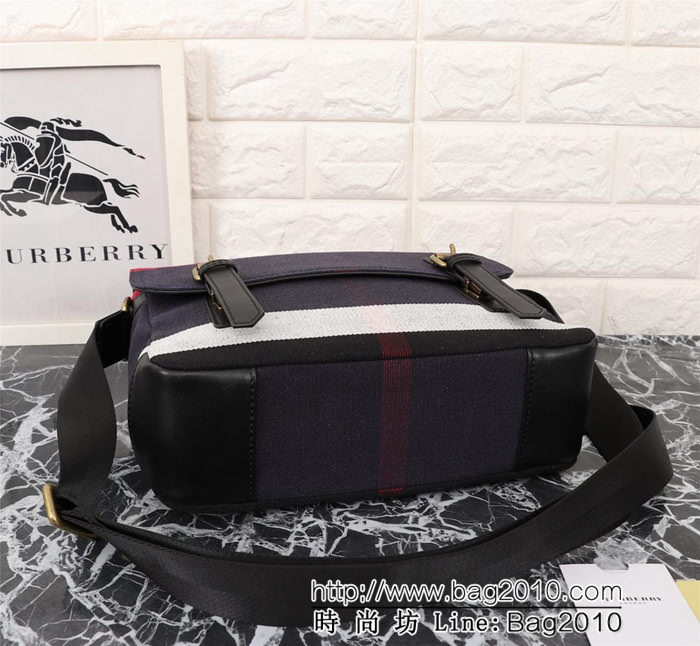 BURBERRY巴寶莉 Canvas 格紋信使包 奢華牛皮飾邊 39192  Bhq1306